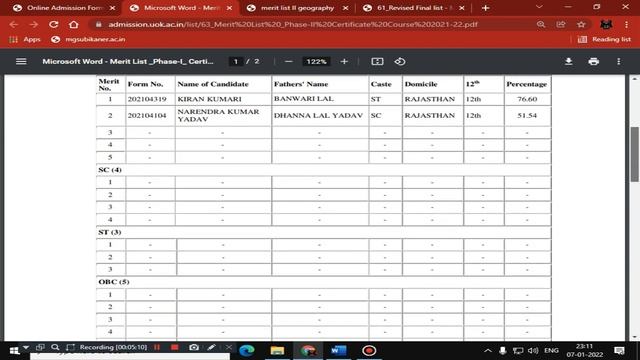 KOTA UNIVERSITY PG ADMISSION MERIT LIST 2021-22 I KOTA UNIVERSITY LATEST UPDATE смотреть онлайн