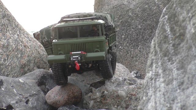 RC WPL B-24 - is a Gaz 66 + trailer with two motors + winch (6X6) !!! At the beach смотреть онлайн