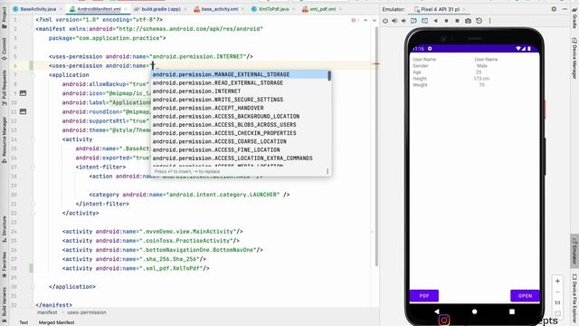 Create Pdf in android studio PART 2, XML layout to pdf in android studio, open pdf in android studi смотреть онлайн