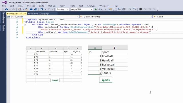 VB.net Tutorial How to Fill datagridview from two sheets in Excel using INNER JOIN смотреть онлайн