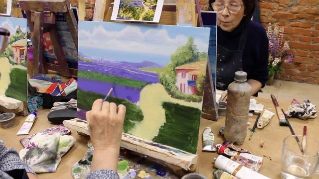 Мастер класс по живописи - пишем лаванду смотреть онлайн