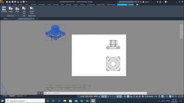 AutoCAD- 3d Modeling Basics Section Views2021/HOW TO Generate 2D Views From 3D Model In AutoCAD2021 смотреть онлайн
