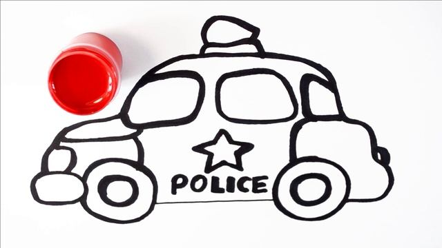 Как нарисовать Полицейскую машину / мультик раскраска Полицейская машина для детей / учим цвета смотреть онлайн