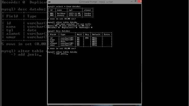 mysql, add, alter. merubah struktur field pada table mysql смотреть онлайн
