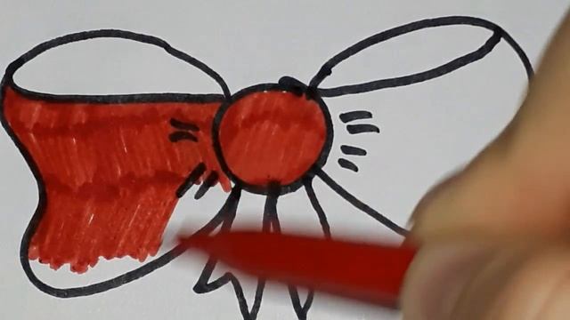Как нарисовать бантик. Легкие рисунки для всех. Картинка раскраска. Рисуем фломастерами. смотреть онлайн