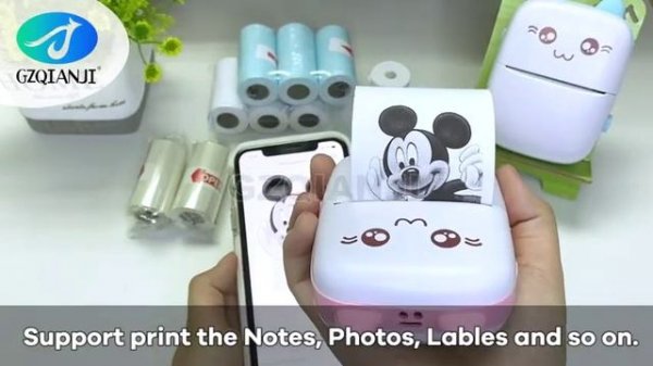 Portable Mini Wireless Thermal Photo Printer Pocket Cute Sticker Printers Paper Roll For Android iO