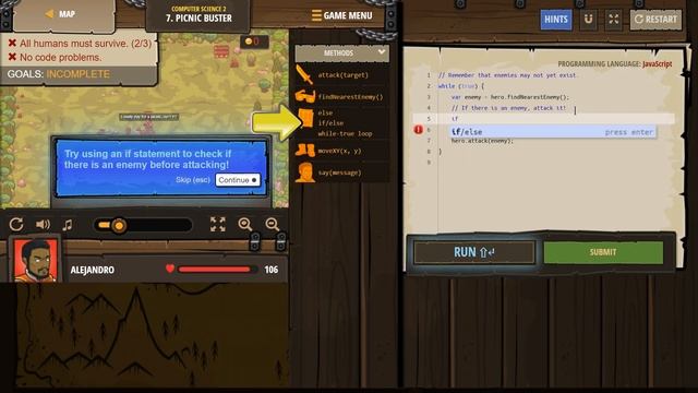 Code Combat - Level 7 - Computer Science 2 - JavaScript смотреть онлайн