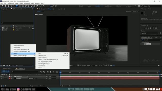 Place video on screen of 3D television screen | Element 3D tutorial | After Effects tutorial смотреть онлайн