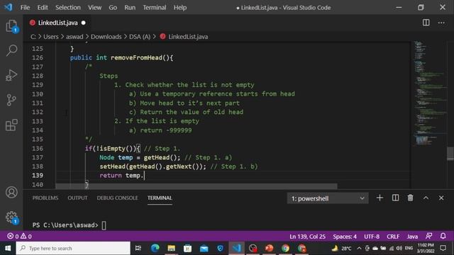 [Java] Singly linked list: Remove from head смотреть онлайн