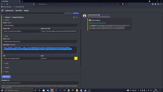 DISCORD EMBEDS Erstellen Tutorial (Webhook Bot) смотреть онлайн