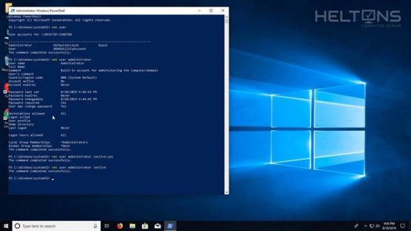 Enable or Disable Administrator Account with Powershell (CMD) in Windows 10