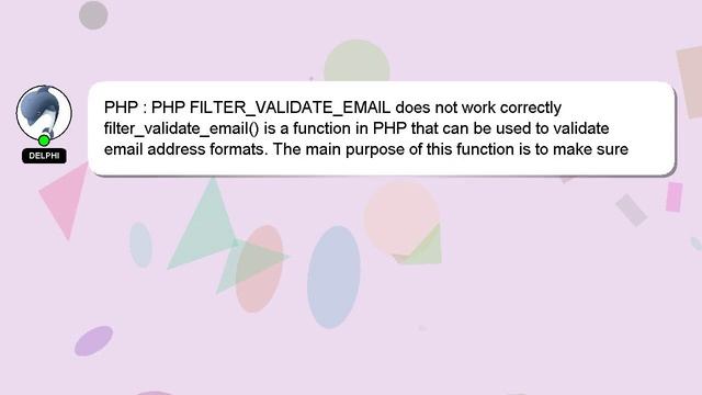 PHP : PHP FILTER_VALIDATE_EMAIL does not work correctly смотреть онлайн