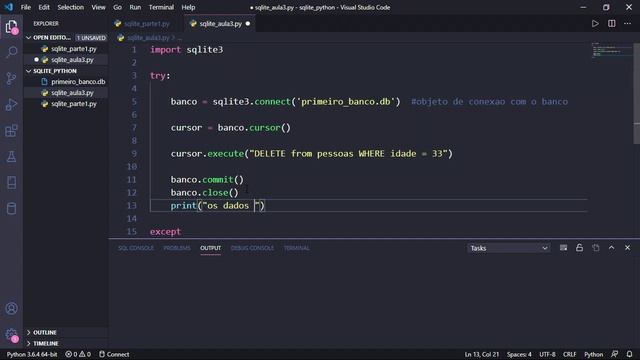 Banco de dados SQLite com Python #3 - Deletando registros смотреть онлайн