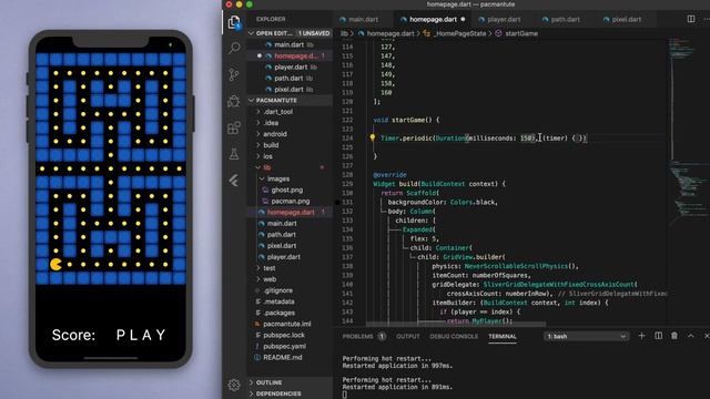 PACMAN GAME • FLUTTER TUTORIAL смотреть онлайн