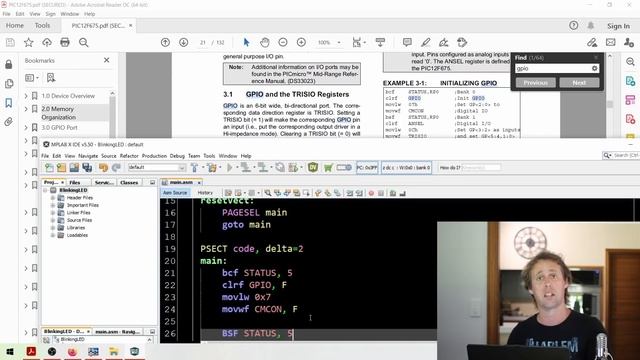 PIC Microcontroller Programming - PIC AS Assembler using MPLAB X IDE, Blinking LED смотреть онлайн
