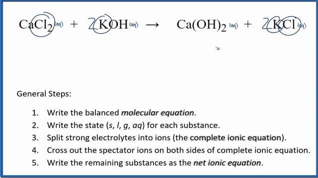 How to Write the Net Ionic Equation for CaCl2 + KOH = Ca(OH)2 + KCl смотреть онлайн