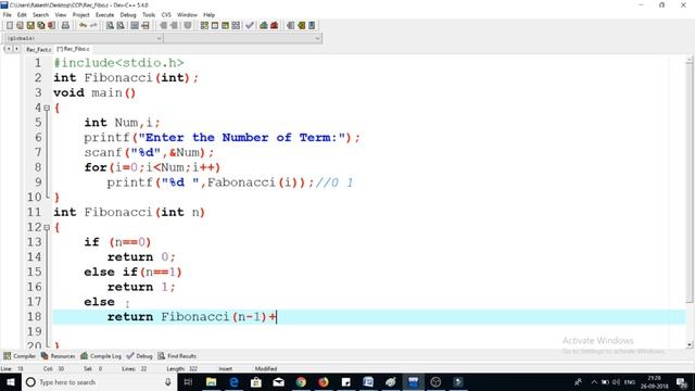 C Program #22: Fibonacci Series Using Recursion смотреть онлайн