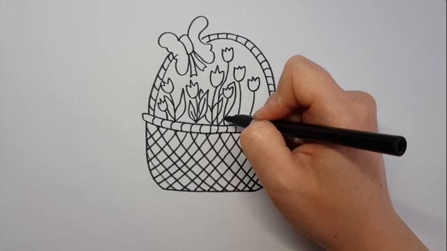 Как нарисовать корзинку с цветами поэтапно к 8 Марта ( かごの描き方) смотреть онлайн