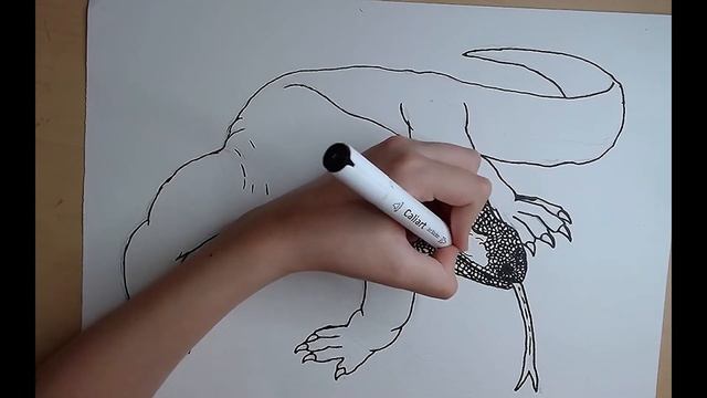 How to draw a Komodo Dragon ( black and white version ). смотреть онлайн