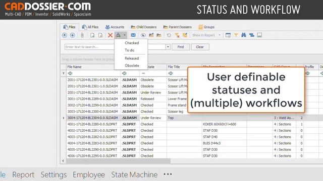 Statuses and workflow with Caddossier смотреть онлайн
