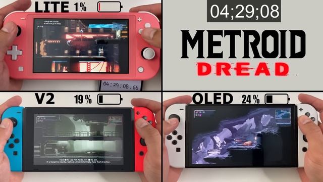 Battery life of Metroid Dread on Nintendo Switch LITE vs. V2 vs. OLED смотреть онлайн
