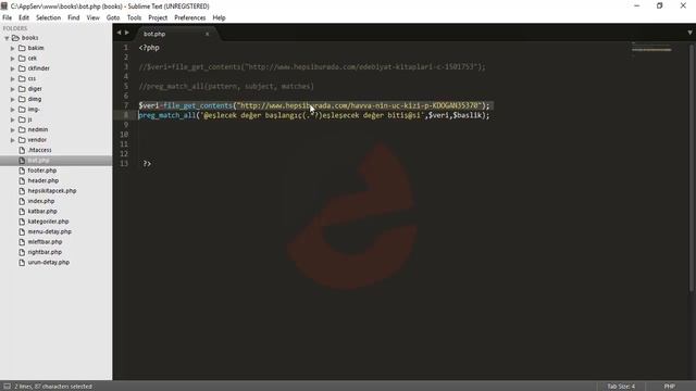 183 - Php dersleri - Php bot yazarak veri çekme eğitim seti Bölüm-2 смотреть онлайн