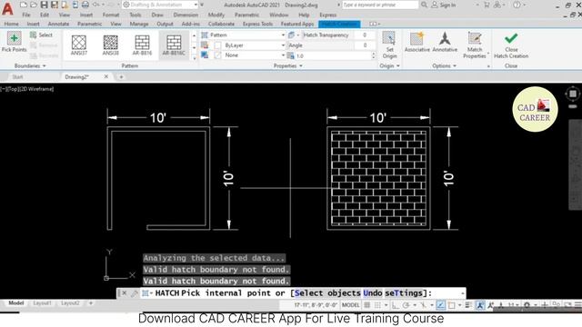 Hatch - Open Boundary | Hatch Error | Hatch command Not Working in AutoCAD | CAD CAREER смотреть онлайн