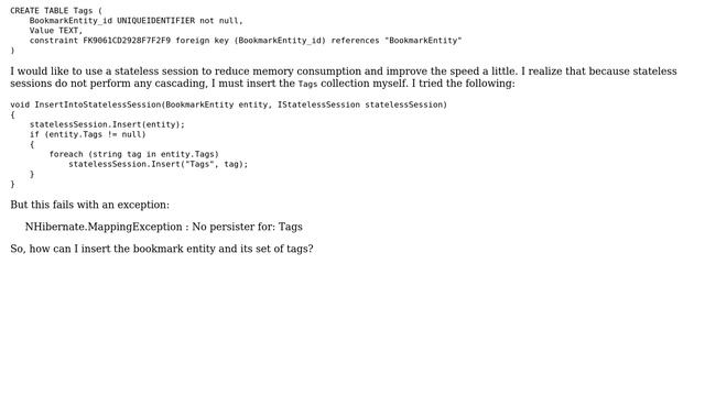 How to insert entity with value collection using a stateless session? смотреть онлайн