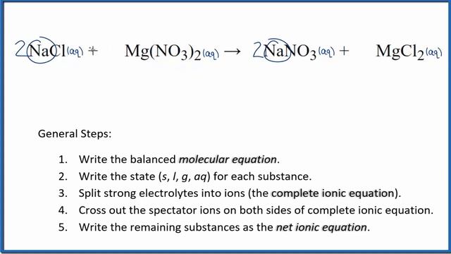 How to Write the Net Ionic Equation for NaCl + Mg(NO3)2 = NaNO3 + MgCl2 смотреть онлайн