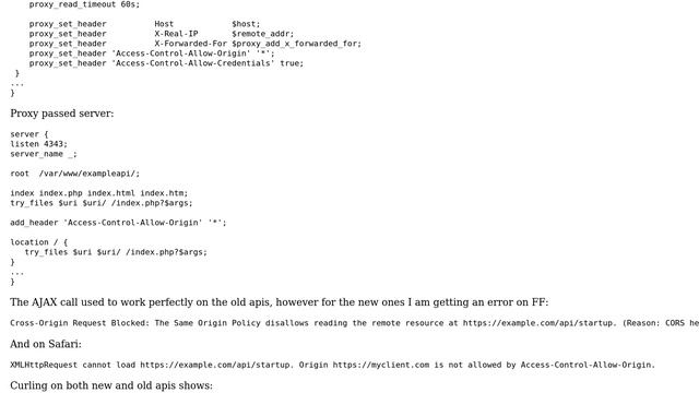 nginx CORS on proxy pass: Cross-Origin Request Blocked: The Same Origin Policy disallows reading... смотреть онлайн