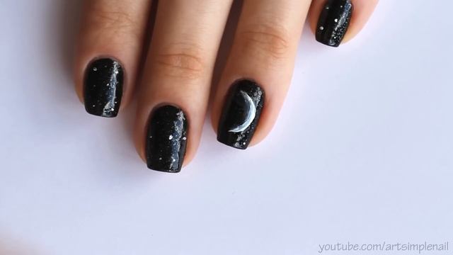 Матовый маникюр Звездное небо, Луна, Звезды, Ночь | Starry Sky Nails Tutorial смотреть онлайн