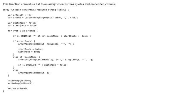 Converting a list to an array when list has quotes and embedded comma смотреть онлайн
