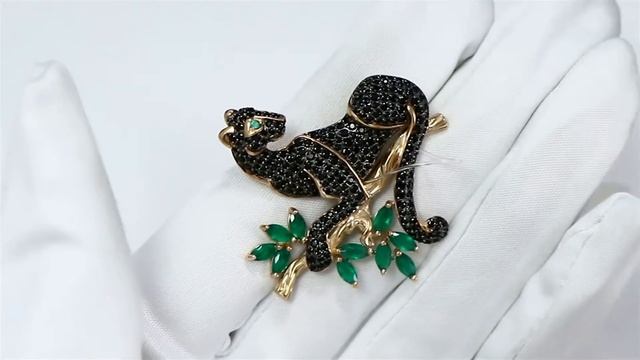 Золотая брошь SOKOLOV 740299 с фианитом и агатом смотреть онлайн