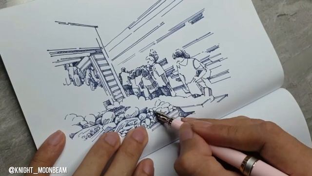 Market sketch / วาด perspective แบบ 1 จุด ภาพเดินในตลาด смотреть онлайн
