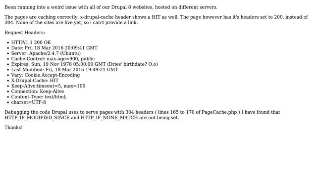 Drupal: Why am I getting a 200 status header when the page is being served from cache? смотреть онлайн