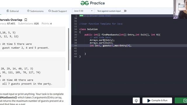 Maximum Intervals Overlap | May 3, GFG Problem of the day смотреть онлайн
