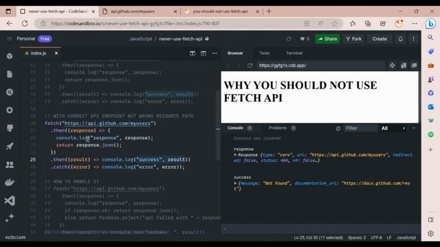 Fetch API Issue | You should not use Fetch API in JavaScript #javascript #webdevelopment #reactjs смотреть онлайн
