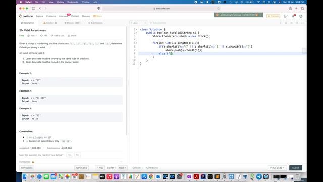 Leetcode -20 Valid Parentheses - Java - Easy смотреть онлайн