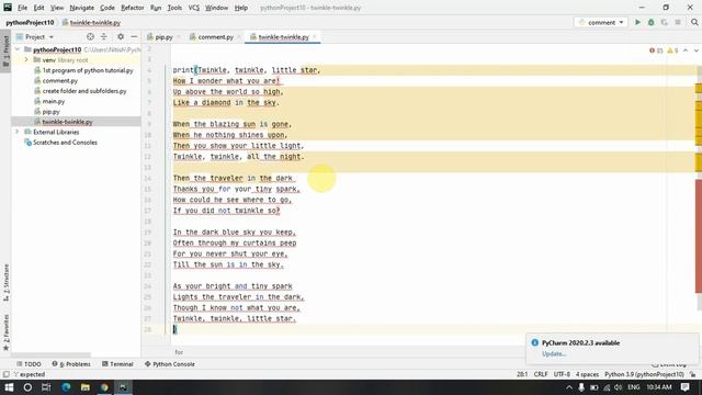 Write a program to print twinkle twinkle little star poem in python смотреть онлайн