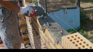 Нанесение раствора + кладка под прут