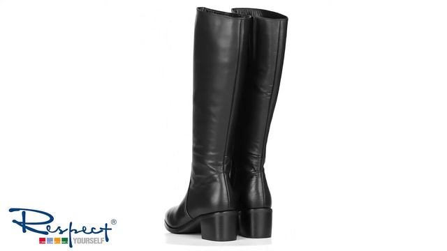 Черные кожаные сапоги VIC5-10_Z9842-E06-1_BLACK