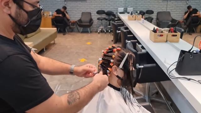 HOW TO DO THE PERM PROCESS ? Wavy Curly Hair Making смотреть онлайн