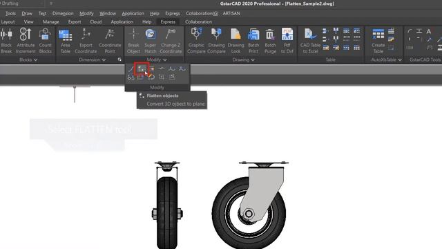 GstarCAD Express Tools- Flatten смотреть онлайн
