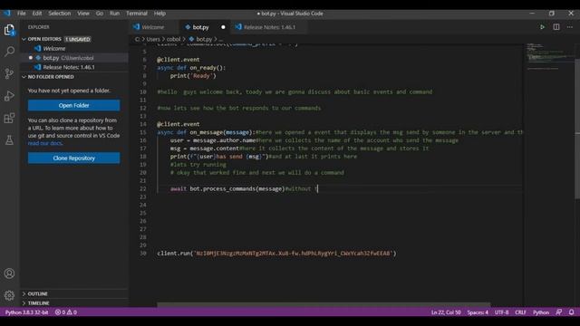How to make a discord bot using python | Discord.py | Part - 2 | Rewrite | Basic event & command смотреть онлайн