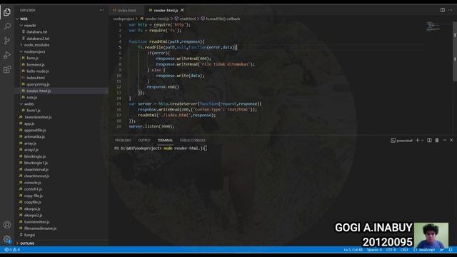 #31 Menampilkan File html dari Aplikasi Node-js смотреть онлайн