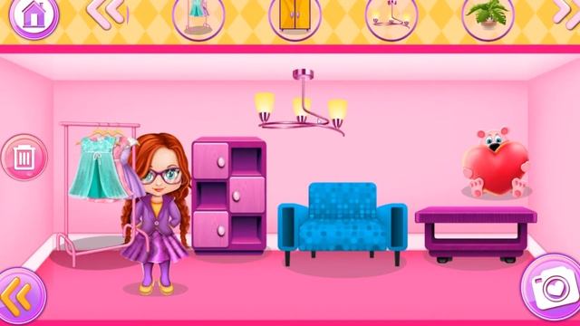 Обустраиваем гостинную, кухню, спальню в игре Dollhouse Games For Girls