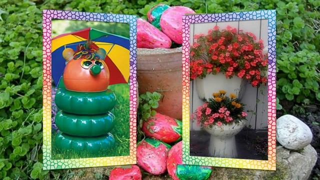 Прикольные украшения для дачи из пластиковых бутылок и других... смотреть онлайн