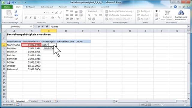 Excel: Das Jahr ermitteln mit den Datums- und Zeitfunktionen смотреть онлайн