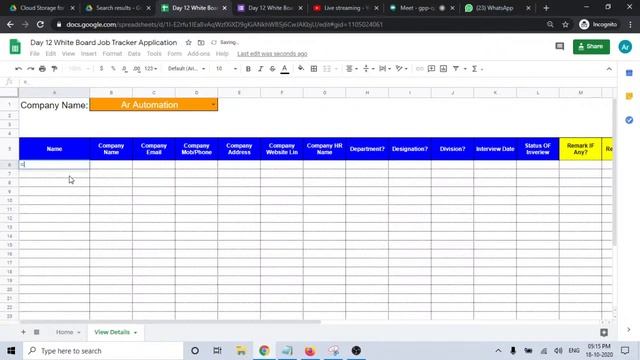 Day 12 White Board Job Tracker Application | Google Sheet | Google App Script | MS Excel | VBA Code смотреть онлайн