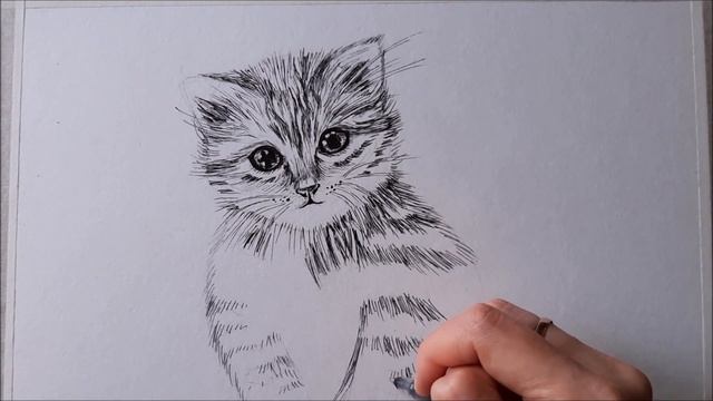 РИСУЕМ ГЕЛЕВОЙ РУЧКОЙ-КОТЕНКА!!! КАК НАРИСОВАТЬ КОТЕНКА РУЧКОЙ.Drawing gel pen. смотреть онлайн